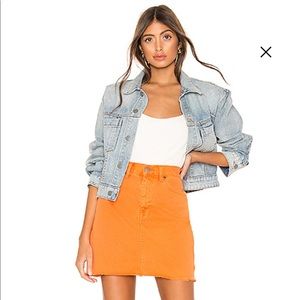 Orange Denim Skirt from Revolve